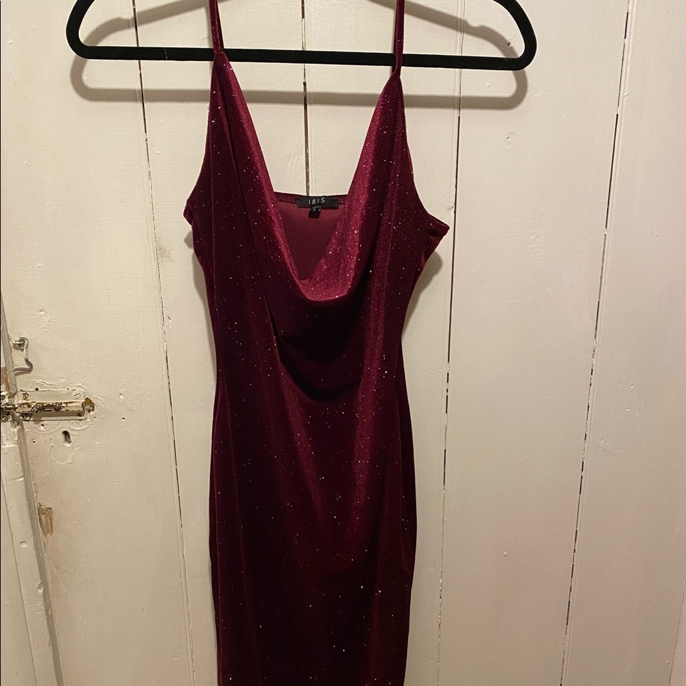 Sparkle Cowl Neck Midi Dress